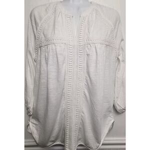 Sundance White Embroidered Long Sleeve Tunic Top Blouse Womens Small Romantic